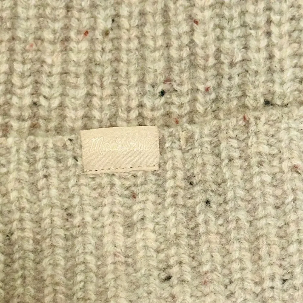 Madewell Merino Ribbed Beanie Oatmeal Donegal Wool OS